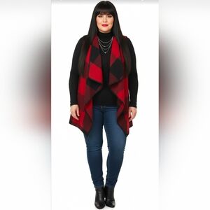 Plaid Red and Black Women's Sweater Vest EUC Unbranded
